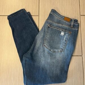 Judy Blue Buffalo Plaid ripped jeans